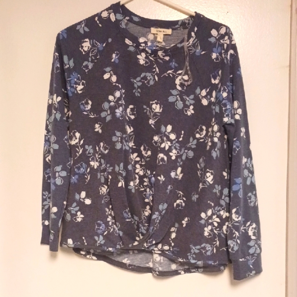 Chico's Blue Floral Long Sleeve Top